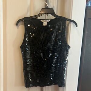 Black Sequin Sleeveless Top